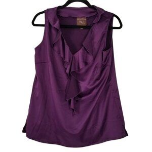 Undercover Agent by Kathleen Kirkwood Purple Ruffle Collar Blouse Size S…